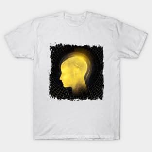 thinking luminous golden head brain T-Shirt